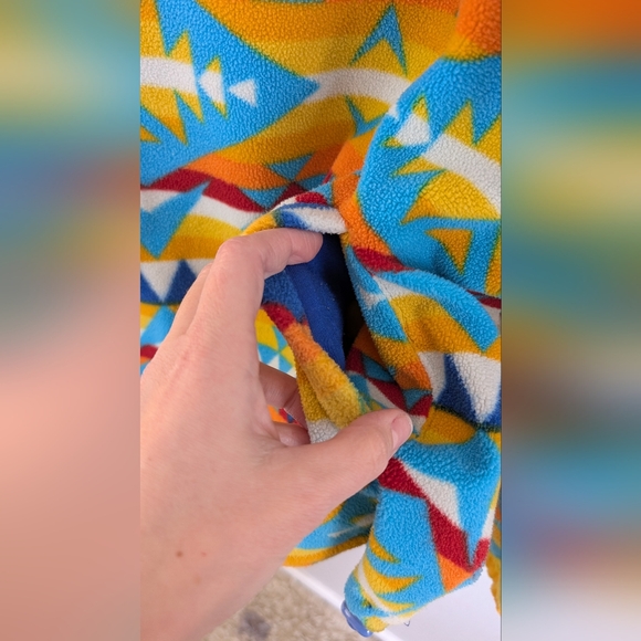 Vintage Massive Outdoor Supply Fleece Half Zip Hoodie, Blue & Orange, Size L - Picture 6 of 15